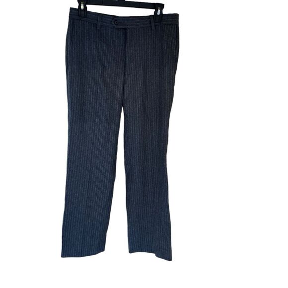 Land’s End Tollegno 3D Wool Tailored Fit Grey Striped Pants. Size 10. - Picture 9 of 13
